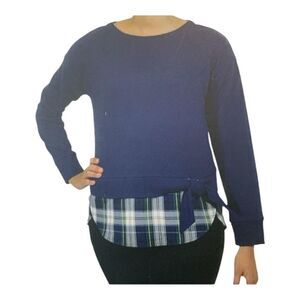 IZOD front tie sweatshirt with plaid accent